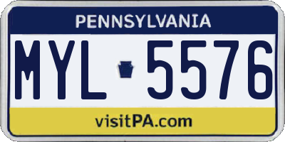 PA license plate MYL5576