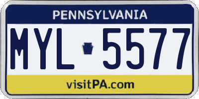 PA license plate MYL5577