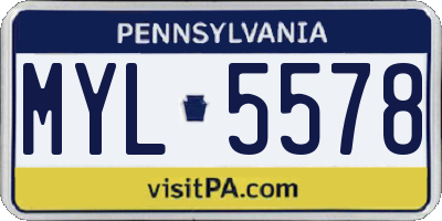 PA license plate MYL5578