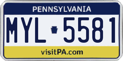 PA license plate MYL5581