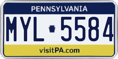 PA license plate MYL5584