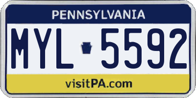 PA license plate MYL5592