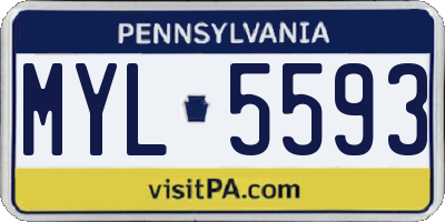 PA license plate MYL5593