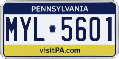 PA license plate MYL5601