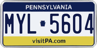 PA license plate MYL5604