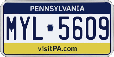 PA license plate MYL5609
