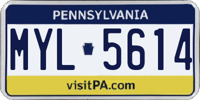 PA license plate MYL5614