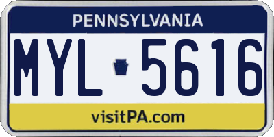 PA license plate MYL5616