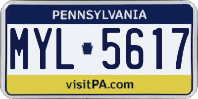 PA license plate MYL5617