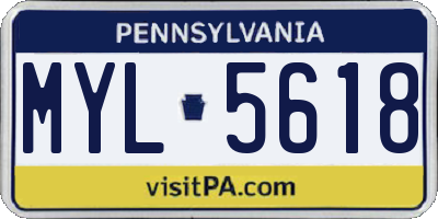PA license plate MYL5618