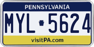 PA license plate MYL5624