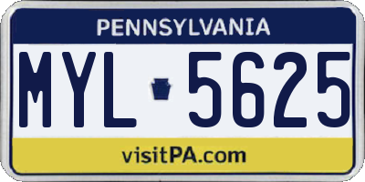 PA license plate MYL5625