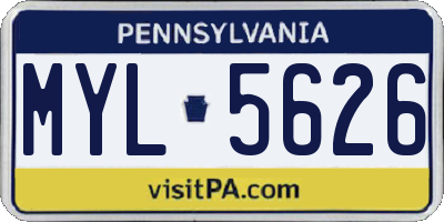 PA license plate MYL5626