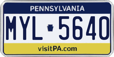 PA license plate MYL5640
