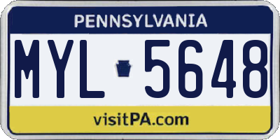 PA license plate MYL5648