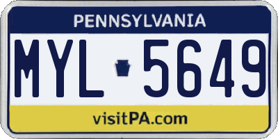 PA license plate MYL5649