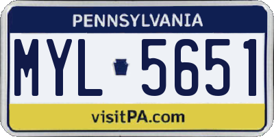 PA license plate MYL5651