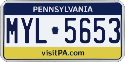PA license plate MYL5653