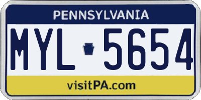 PA license plate MYL5654