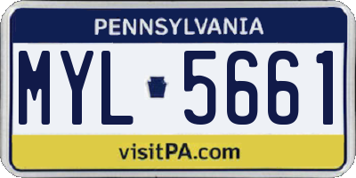 PA license plate MYL5661