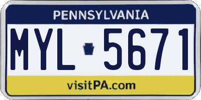PA license plate MYL5671