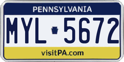 PA license plate MYL5672