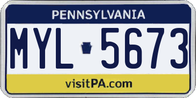PA license plate MYL5673