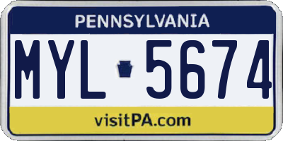 PA license plate MYL5674