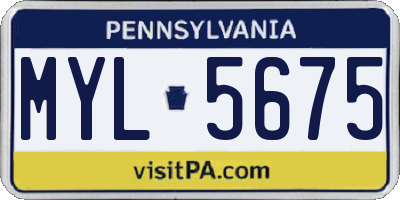 PA license plate MYL5675