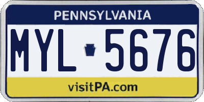 PA license plate MYL5676