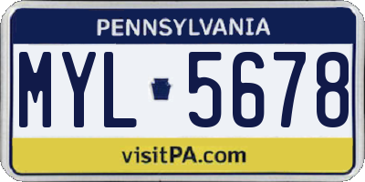 PA license plate MYL5678