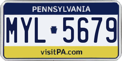 PA license plate MYL5679