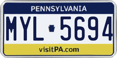 PA license plate MYL5694