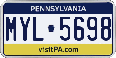 PA license plate MYL5698