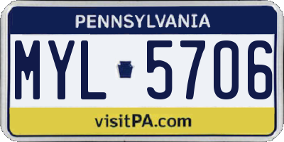 PA license plate MYL5706