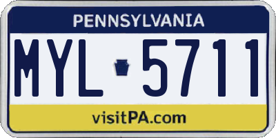 PA license plate MYL5711