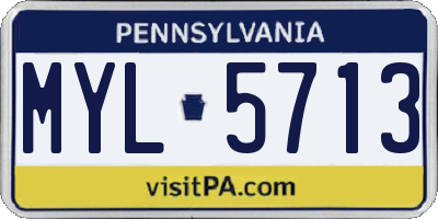 PA license plate MYL5713