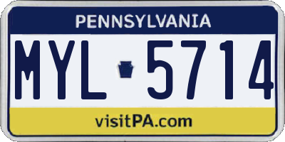 PA license plate MYL5714