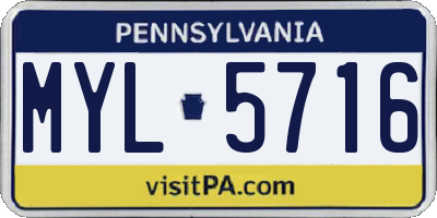 PA license plate MYL5716