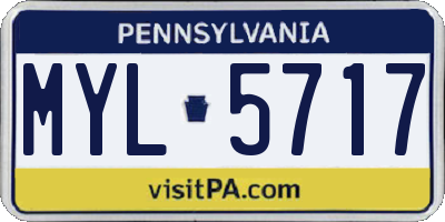PA license plate MYL5717