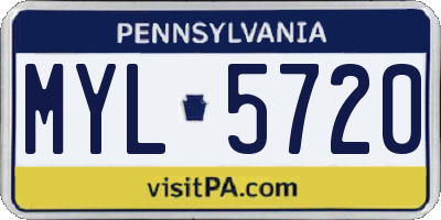 PA license plate MYL5720