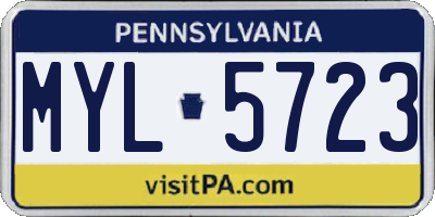 PA license plate MYL5723