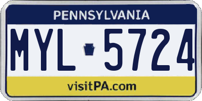 PA license plate MYL5724