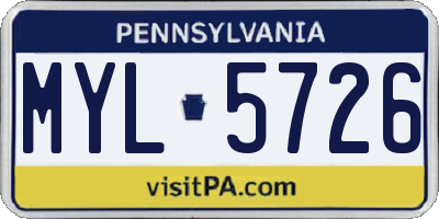 PA license plate MYL5726