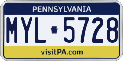 PA license plate MYL5728