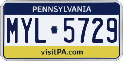 PA license plate MYL5729