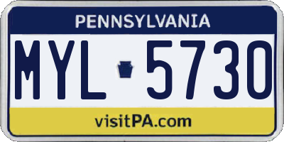 PA license plate MYL5730