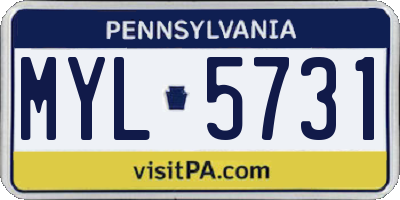PA license plate MYL5731