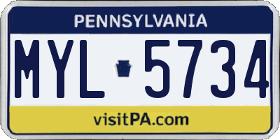 PA license plate MYL5734