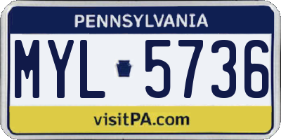 PA license plate MYL5736